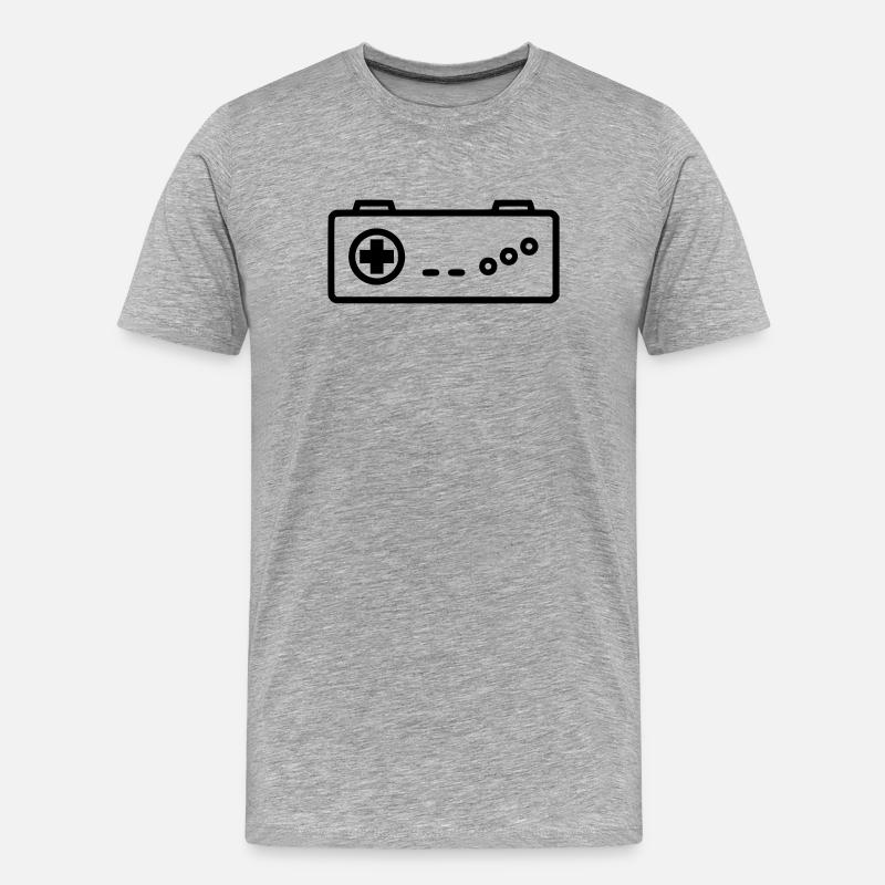 Retro Gamepad Outline Icon - Männer Premium Bio T-Shirt - Grau meliert