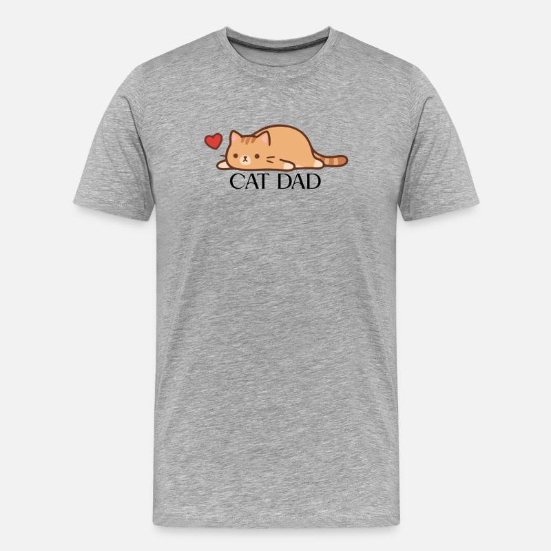 CAT_DAD - Männer Premium Bio T-Shirt - Grau meliert