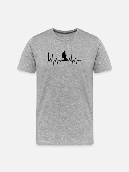 Segelboot Herzschlag - Männer Premium Bio T-Shirt - Grau meliert