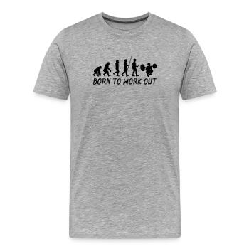 Born to Work out - Fitness Evolution Human - Men's Premium Organic T-Shirt - heather grey - Front - Damien (186cm)