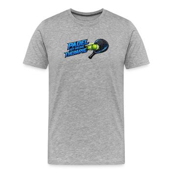 Padel ist meine Therapie - Männer Premium Bio T-Shirt - Grau meliert - Vorne - Damien (186cm)