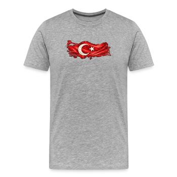 Feuerige Türkei Flagge - Männer Premium Bio T-Shirt - Grau meliert - Vorne - Damien (186cm)