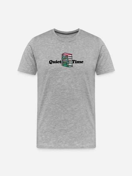 Vibrant Bookstack Portrait - Men's Premium Organic T-Shirt - heather grey