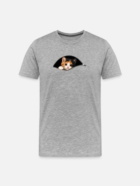 Cute Kitten Zipper Cat - Men's Premium Organic T-Shirt - heather grey