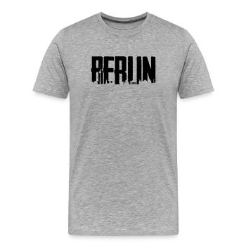 Berlin T-shirt - T-shirt bio Premium Homme - gris chiné - Devant - Damien (186cm)