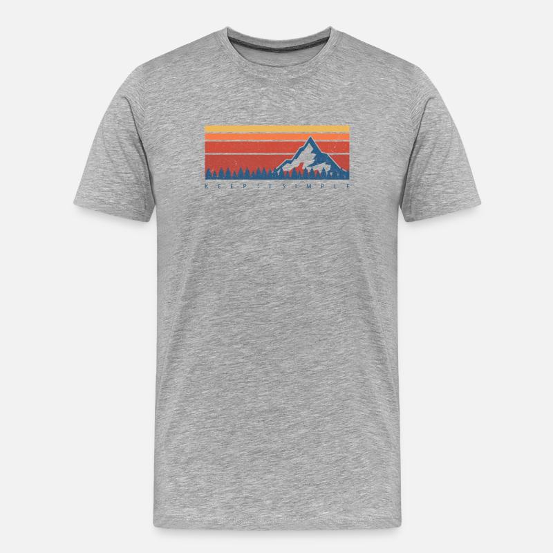 Minimal Mountain Sunset Retro - Männer Premium Bio T-Shirt - Grau meliert
