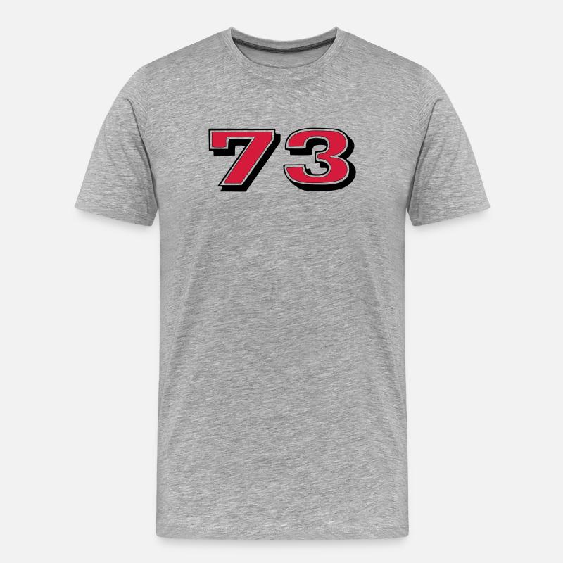 Rote 73 auf Schwarz - Männer Premium Bio T-Shirt - Grau meliert
