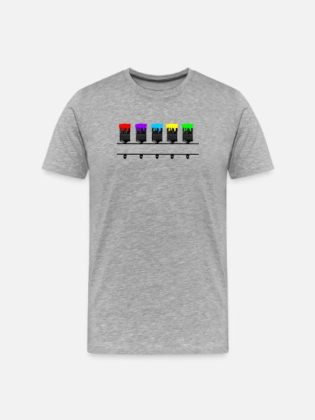 Farbpinsel mit leerer Aussparung - Männer Premium Bio T-Shirt - Grau meliert