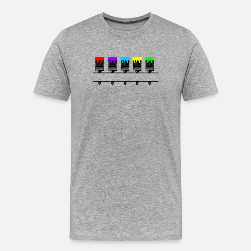 Farbpinsel mit leerer Aussparung - Männer Premium Bio T-Shirt - Grau meliert