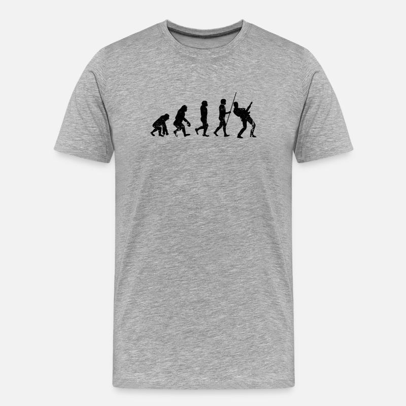 Evolution-Gitarrist - Männer Premium Bio T-Shirt - Grau meliert