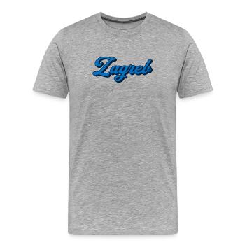 Zagreb Script Logo Style - T-shirt bio Premium Homme - gris chiné - Devant - Damien (186cm)