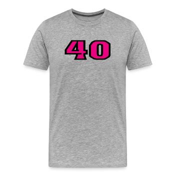 40. 40 ANS. 40e ANNIVERSAIRE. ANNIVERSAIRE 40 ANS. - T-shirt bio Premium Homme - gris chiné - Devant - Damien (186cm)