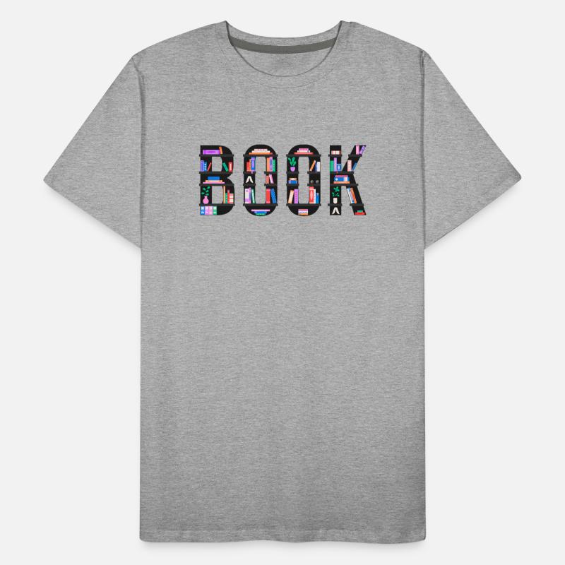 Livre épelé avec étagères, lecture et littérature T-shirt bio Premium Homme