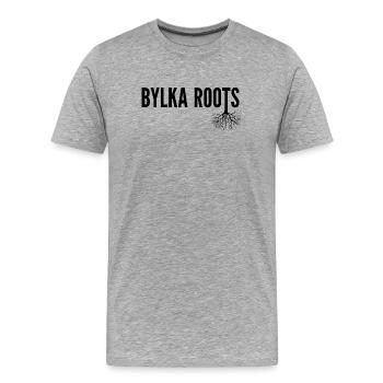 BYLKA_ROOTS - Men's Premium Organic T-Shirt - heather grey - Front - Damien (186cm)