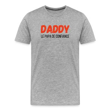 Daddy, der vertraute Papa – Geschenkidee - Männer Premium Bio T-Shirt - Grau meliert - Vorne - Damien (186cm)