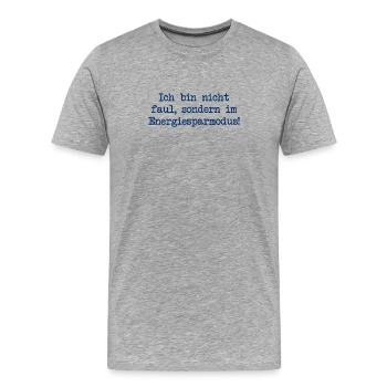 Je ne suis pas paresseux, je suis en mode économie d’énergie ! - T-shirt bio Premium Homme - gris chiné - Devant - Damien (186cm)