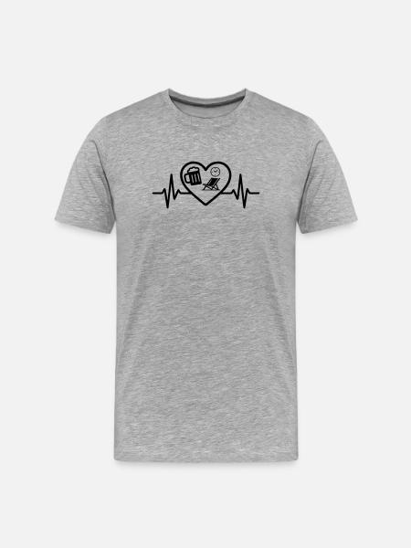 Heart Beer Pension Humor - Men's Premium Organic T-Shirt - heather grey