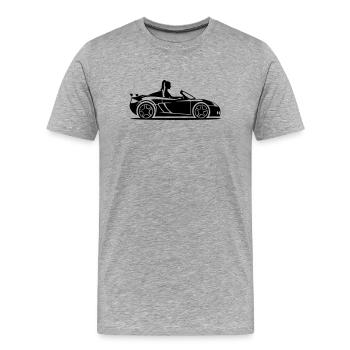 Cabrio Auto Pkw Frau - Männer Premium Bio T-Shirt - Grau meliert - Vorne - Damien (186cm)