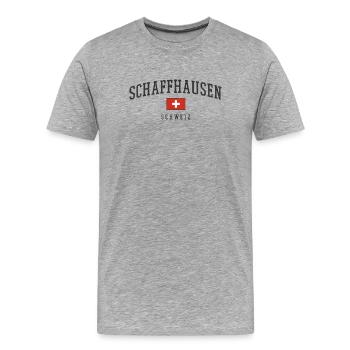 Schaffhausen Arch Text Swiss Flag - Men's Premium Organic T-Shirt - heather grey - Front - Damien (186cm)