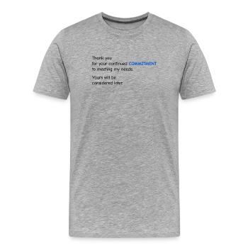 Évaluation de la performance du bébé - Engagement - T-shirt bio Premium Homme - gris chiné - Devant - Damien (186cm)