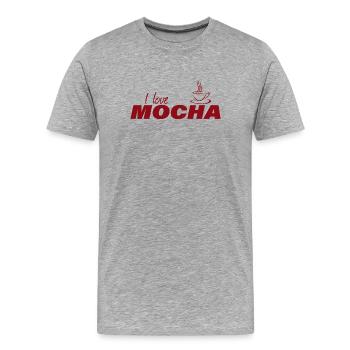 J’ADORE LE MOKA - T-shirt bio Premium Homme - gris chiné - Devant - Damien (186cm)