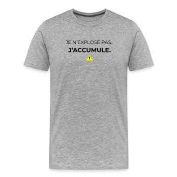 T-shirt humour noir adulte - T-shirt bio Premium Homme - gris chiné - Devant - Damien (186cm)