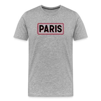 Pariser Red-Frame-Typografie - Männer Premium Bio T-Shirt - Grau meliert - Vorne - Damien (186cm)