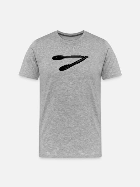 BBQ Grill Tongs Silhouette - Männer Premium Bio T-Shirt - Grau meliert
