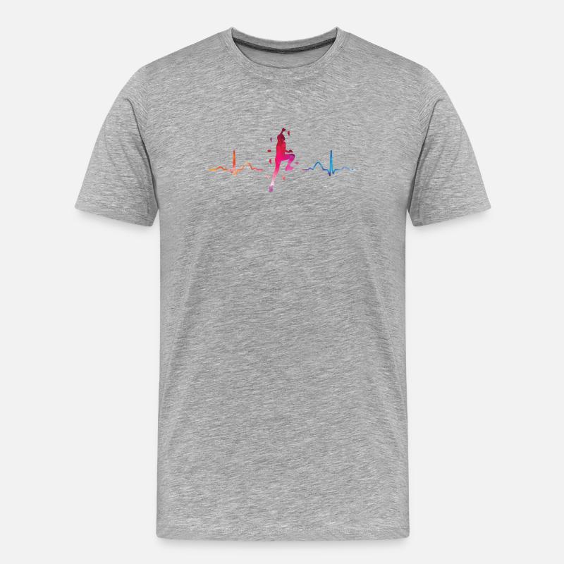 Boulderer Herzschlag Boulder Bouldern - Männer Premium Bio T-Shirt - Grau meliert