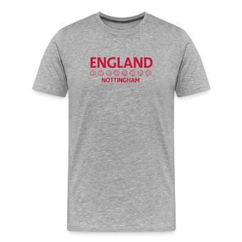 Nottingham England Fußballemblem - Männer Premium Bio T-Shirt - Grau meliert - Vorne - Damien (186cm)