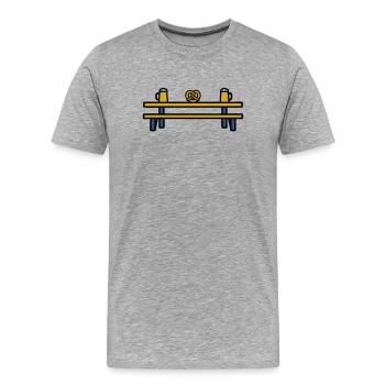 Table du jardin de bière, festival folk, bretzel : table des habitués de la bière - T-shirt bio Premium Homme - gris chiné - Devant - Damien (186cm)