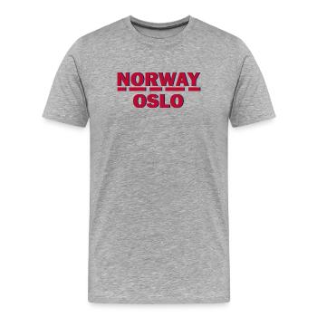 Emblème rétro d’Oslo en Norvège - T-shirt bio Premium Homme - gris chiné - Devant - Damien (186cm)