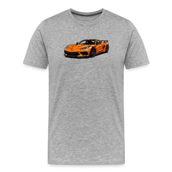 Illustration de voiture de sport orange - T-shirt bio Premium Homme - gris chiné - Devant - Damien (186cm)