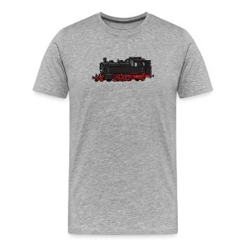 Dampflok - Männer Premium Bio T-Shirt - Grau meliert - Vorne - Damien (186cm)