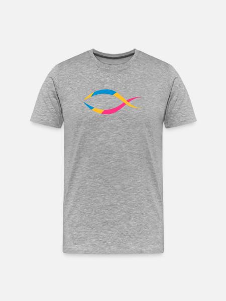 Das Fischsymbol - Männer Premium Bio T-Shirt - Grau meliert