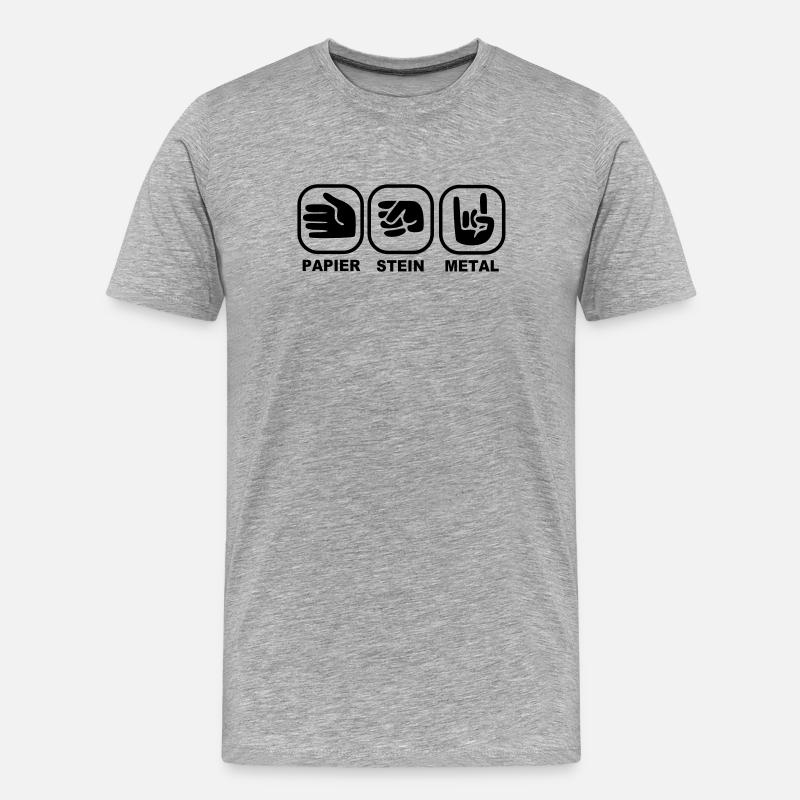 papier stein metal - Männer Premium Bio T-Shirt - Grau meliert