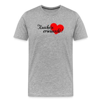 Kuscheln, Kuschelzeit, nur kuscheln, knuddeln - Männer Premium Bio T-Shirt - Grau meliert - Vorne - Damien (186cm)