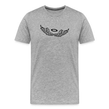 Kleine Flügel, Engelsflügel mit Heiligenschein. - Männer Premium Bio T-Shirt - Grau meliert - Vorne - Damien (186cm)