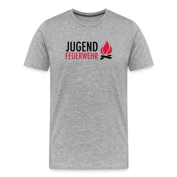 Jugend Feuerwehr mit Flamme - Männer Premium Bio T-Shirt - Grau meliert - Vorne - Damien (186cm)