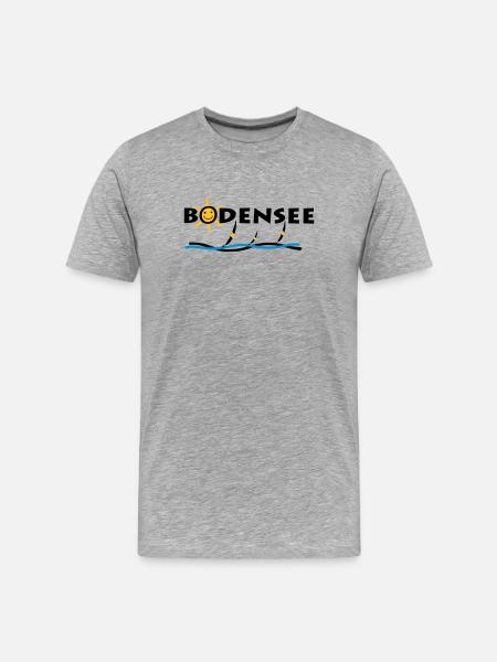 Bodensee - Sonnen T-Shirt - Männer Premium Bio T-Shirt - Grau meliert