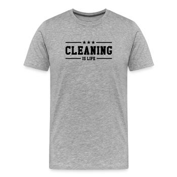 Cleaning is life ! - T-shirt bio Premium Homme - gris chiné - Devant - Damien (186cm)