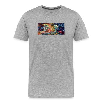 Twin Neon Embrace - Men's Premium Organic T-Shirt - heather grey - Front - Damien (186cm)