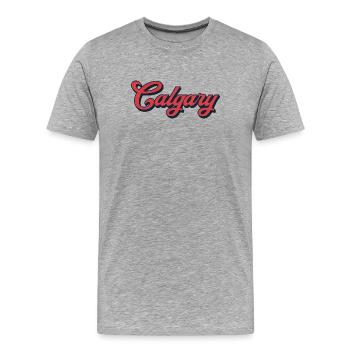 Calgary Lettering Canada – Typographie rétro - T-shirt bio Premium Homme - gris chiné - Devant - Damien (186cm)
