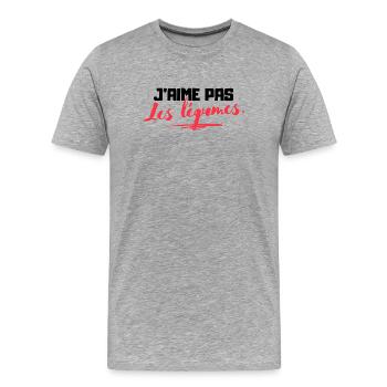 Anti-légumes - T-shirt humoristique - T-shirt bio Premium Homme - gris chiné - Devant - Damien (186cm)
