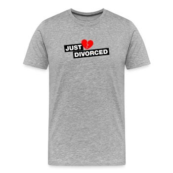 Juste divorcé - pour tous les re-célibataires - T-shirt bio Premium Homme - gris chiné - Devant - Damien (186cm)