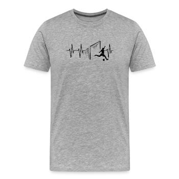 Soccer Goal Shot Heartbeat Player Team - Men's Premium Organic T-Shirt - heather grey - Front - Damien (186cm)