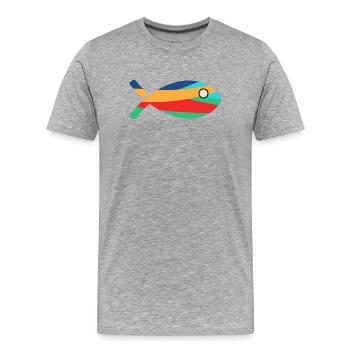 POISSON. SARDINE. POISSON D'AVRIL. MER. OCÉAN. NAT - T-shirt bio Premium Homme - gris chiné - Devant - Damien (186cm)
