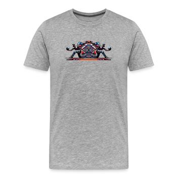 Dynamic, colorful bowlers in action - Men's Premium Organic T-Shirt - heather grey - Front - Damien (186cm)