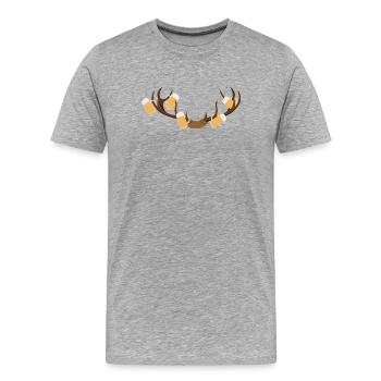 Hirschgeweih mit Bierkrüge - Männer Premium Bio T-Shirt - Grau meliert - Vorne - Damien (186cm)