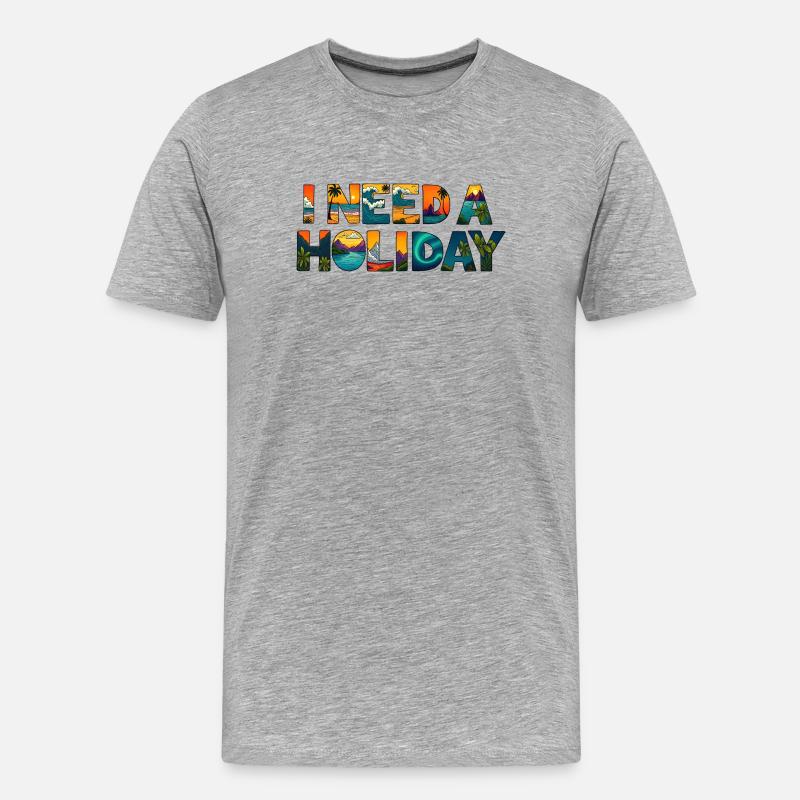 ICH BRAUCHE URLAUB - Männer Premium Bio T-Shirt - Grau meliert